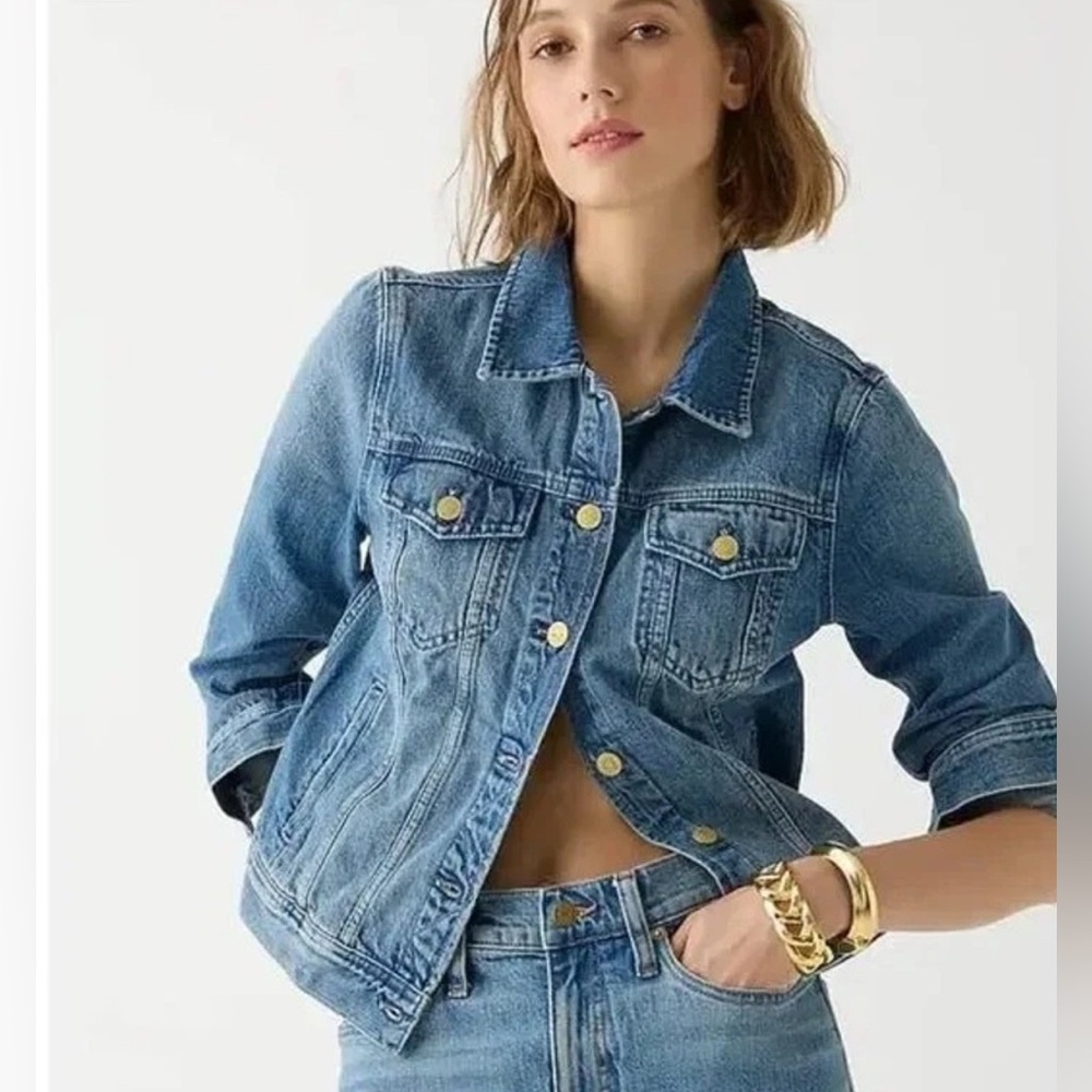 J. Crew Classic Blue Denim Jean Jacket Light Wash Casual 100% Cotton Womens S